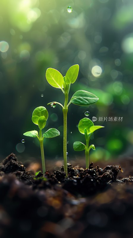 晨曦植物嫩芽绿色幼苗生态自然背景