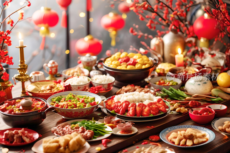 新年团圆庆祝年夜饭美食喜庆