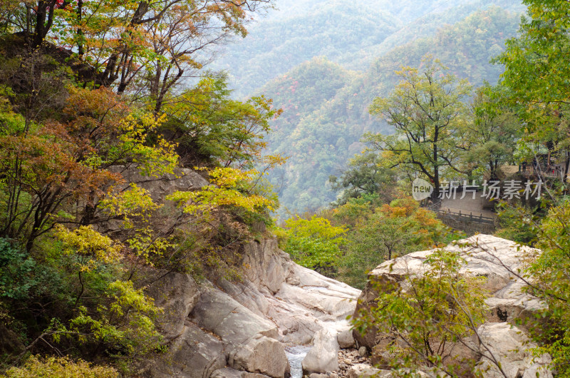 河南省洛阳白云山九龙潭秋天溪流风景