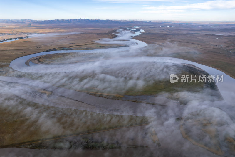 四川阿坝州九曲黄河第一弯秋色高空航拍