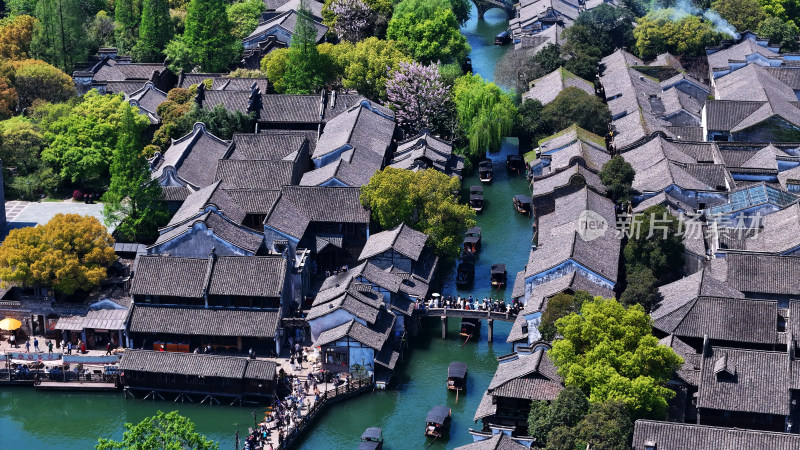 航拍乌镇景区 浙江乌镇航拍 航拍江南水乡