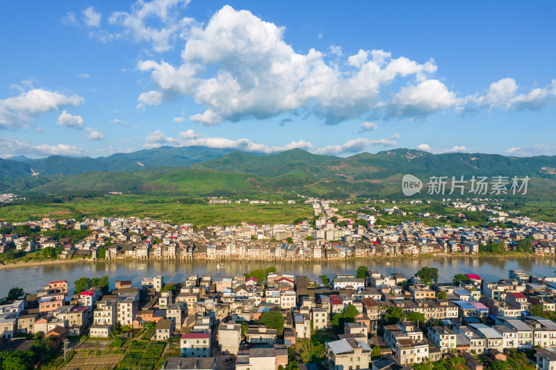 航拍湖南衡山乡村田园风光