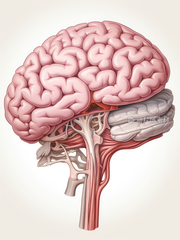 医学科普插图，人类大脑组织结构
