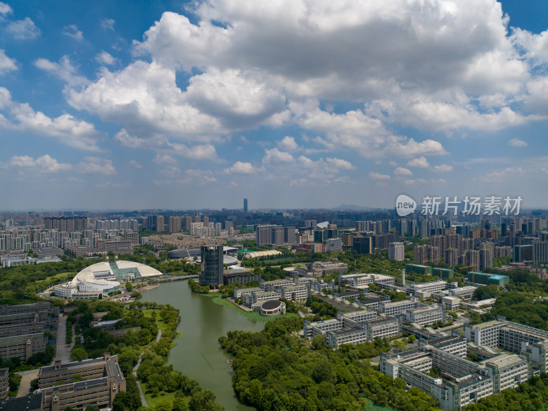 航拍杭州西湖区城市风光