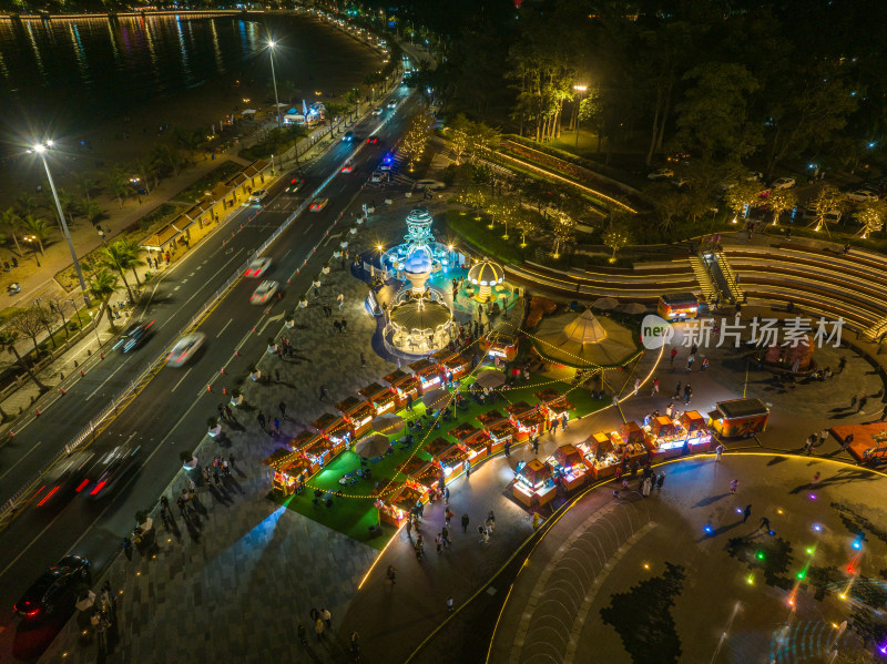 珠海城市阳台夜景航拍