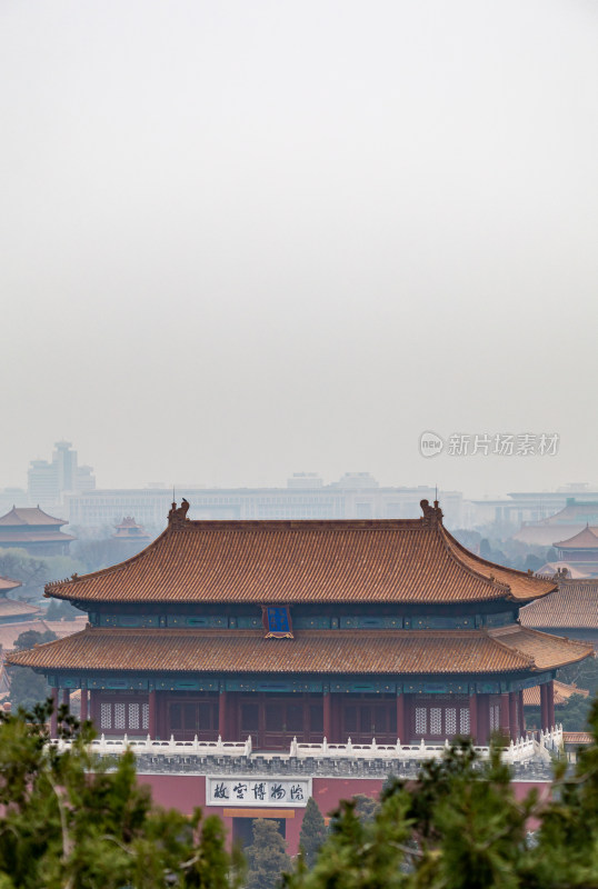 北京景山公园看故宫博物院建筑景观