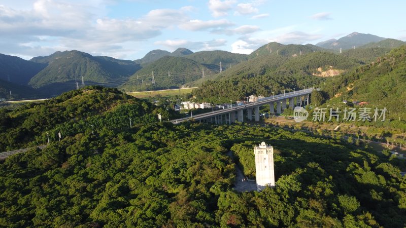 航拍广东省东莞市清溪镇城市风光