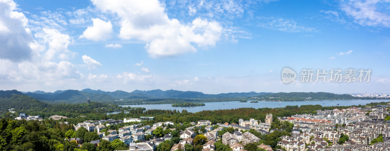 杭州城区西湖全景航拍