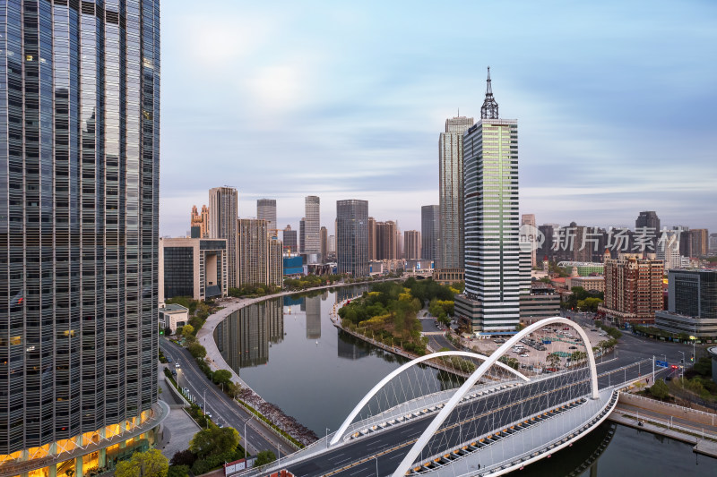 天津海河风景城市风光航拍