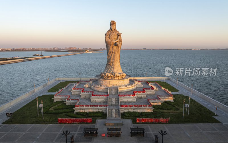 天津市滨海新区生态城妈祖文化园航拍