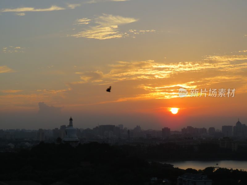 北京景山公园日落风景
