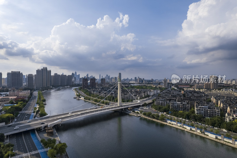 天津海河桥梁风景城市建筑风光航拍