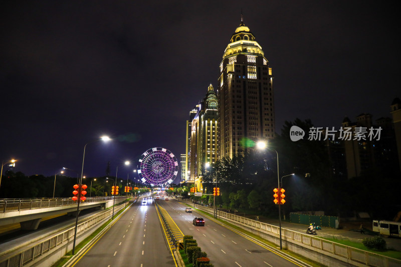 南昌摩天轮城市建筑夜景风光