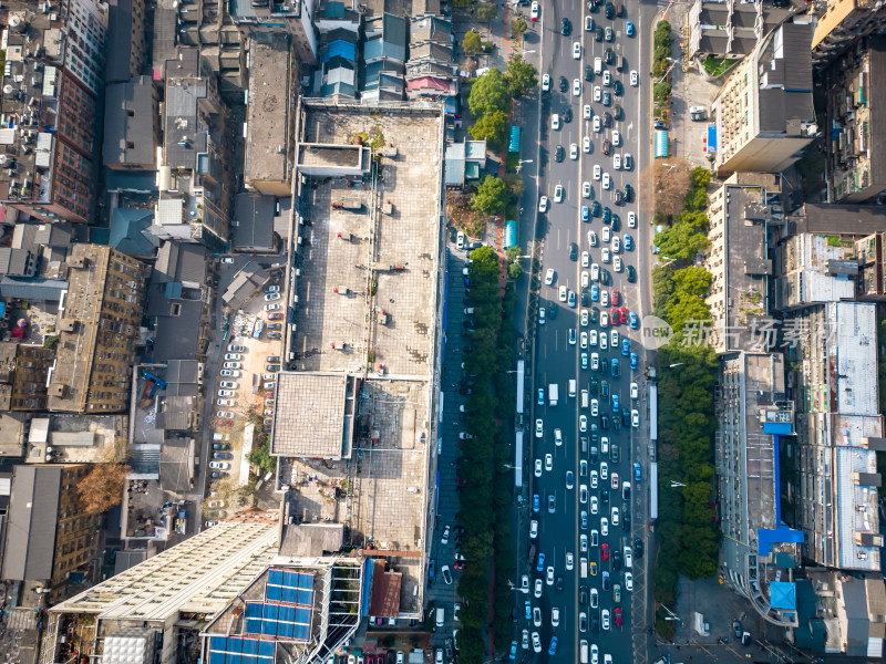 长沙高峰期拥堵交通航拍