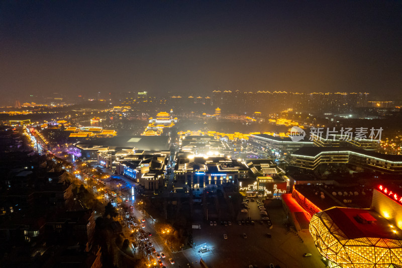 陕西西安城市夜景航拍图