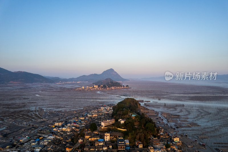 福建霞浦海岛海边滩涂日落晚霞自然风光