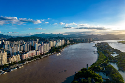 浙江温州城市建设航拍摄影图瓯江