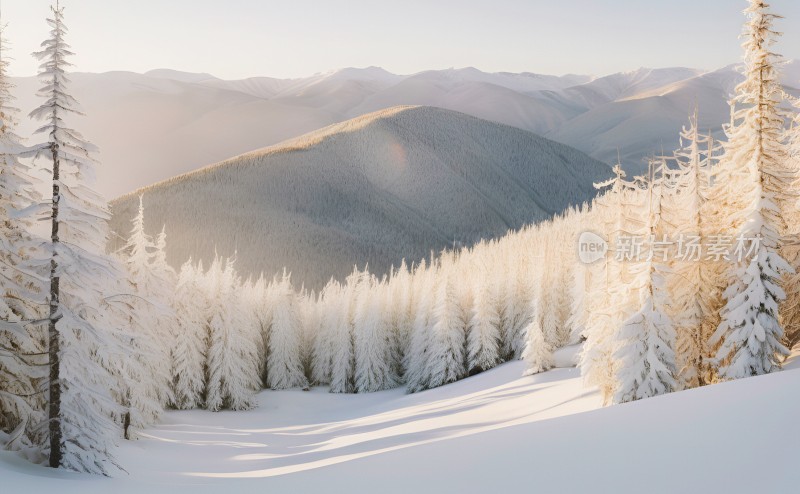 冬季森林白雪覆盖风景