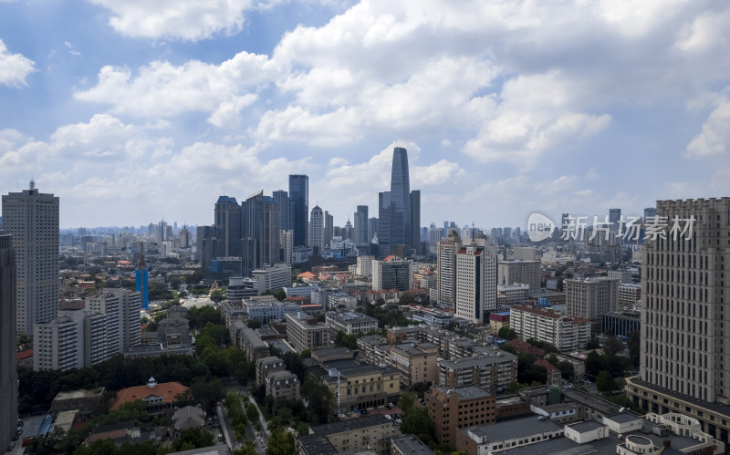 天津海河风景线城市天际线建筑风光航拍