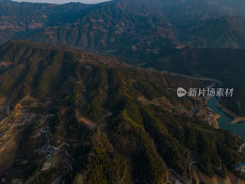 祖国大好河山山川日落航拍摄影图