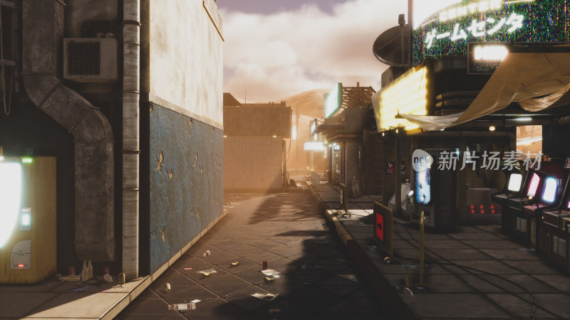 赛博朋克风格城市街道景象