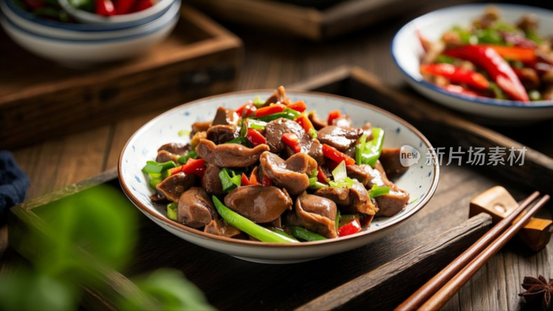 尖椒炒鸡胗美食特写