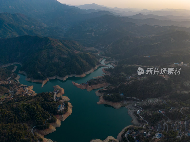 祖国大好河山山川日落航拍摄影图