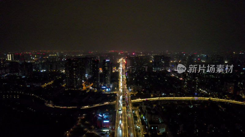 成都城市夜景交通航拍图