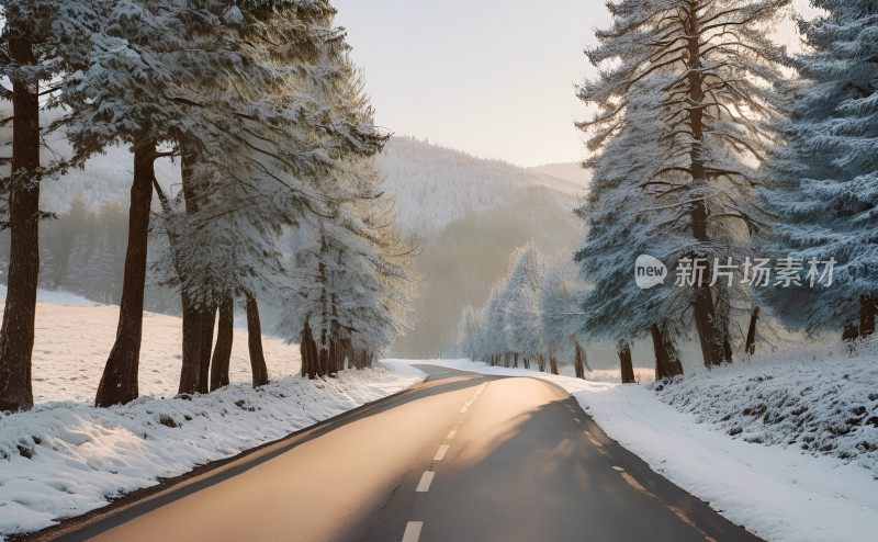 冬季森林白雪覆盖风景