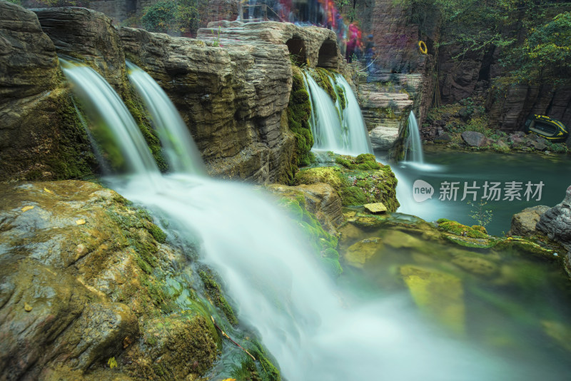 河南焦作云台山旅游景区瀑布溪流自然风光