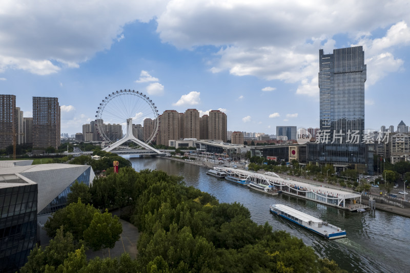 南北运河引滦入津海河天津之眼城市风光航拍