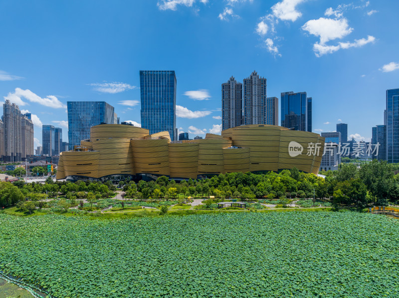 夏季航拍武汉汉街万达广场建筑风光