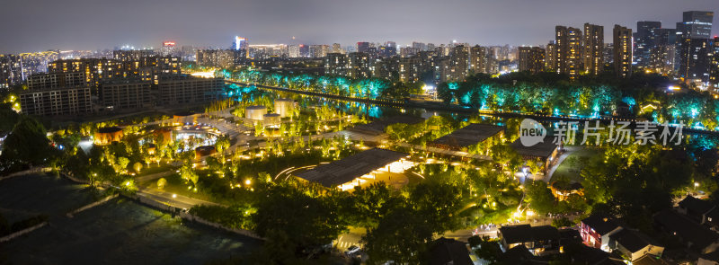 杭州拱墅大运河小河公园夜景