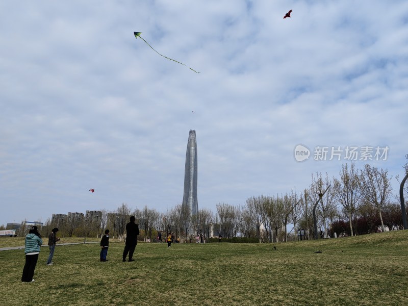 天津滨海周大福广场放风筝