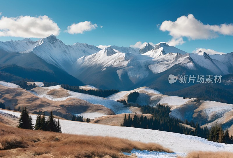 雪山高原草原森林风景