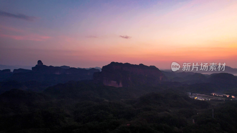 广东韶关丹霞山5A景区晚霞日落夕阳航拍