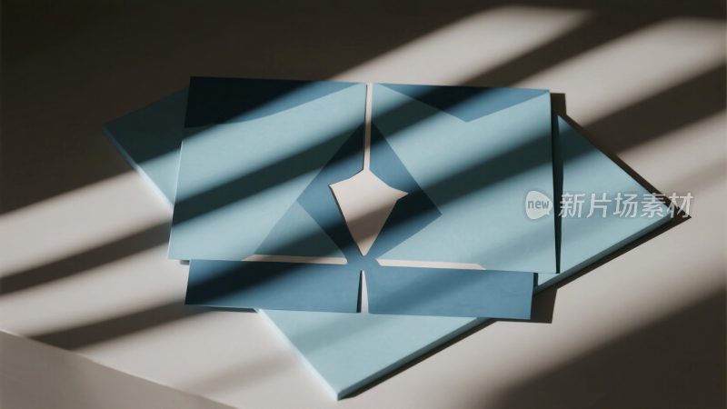 蓝色几何形状光影素材