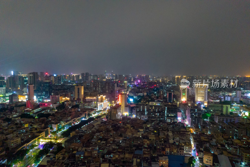 广东佛山魁星阁夜景灯光航拍摄影图