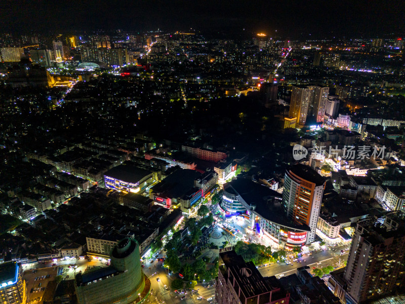 玉林晚霞夜景航拍图