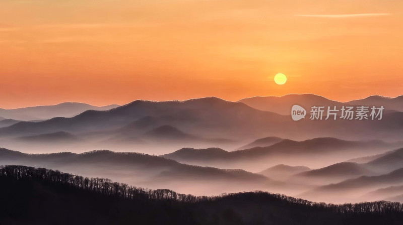 群山高山日出云海自然风景航拍