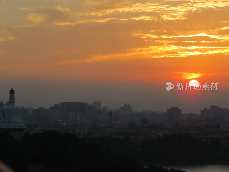 北京景山公园日落风景
