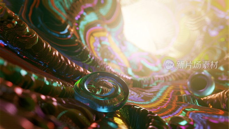 抽象艺术风格的多彩科幻场景