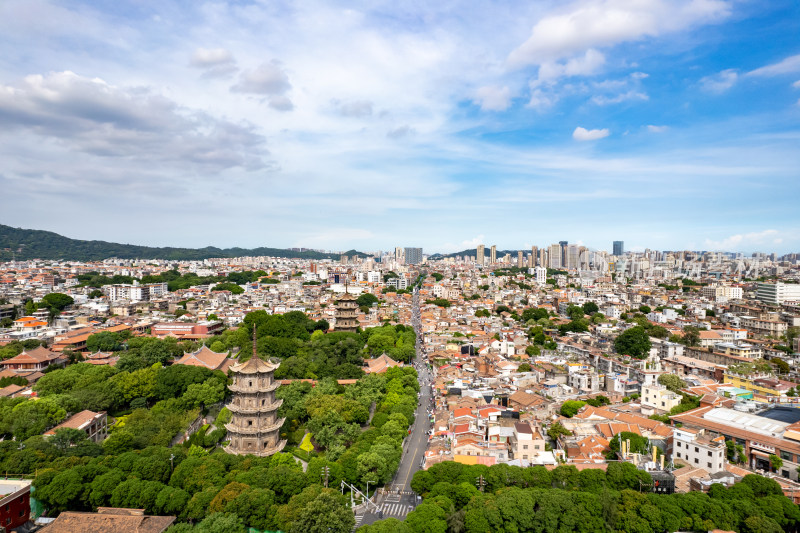 泉州古西街开元寺航拍图