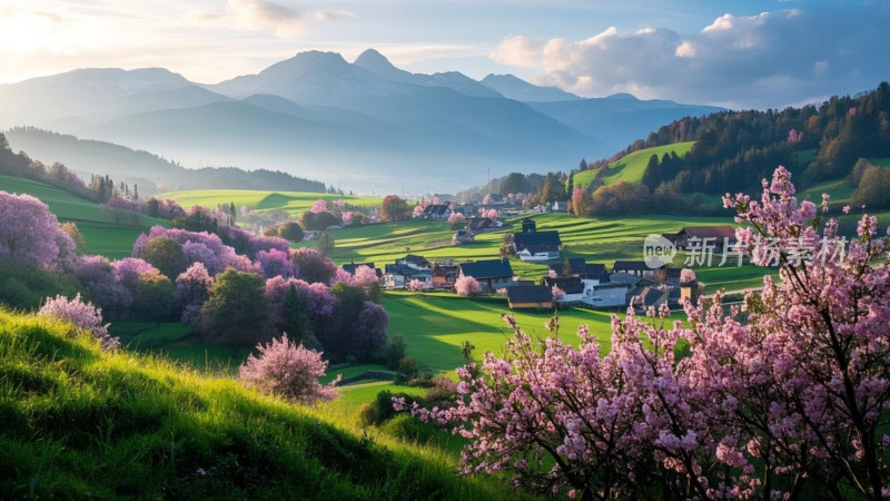 春暖花开美丽乡村 大场景