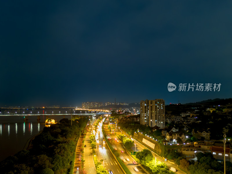 航拍福州洪塘三环夜景