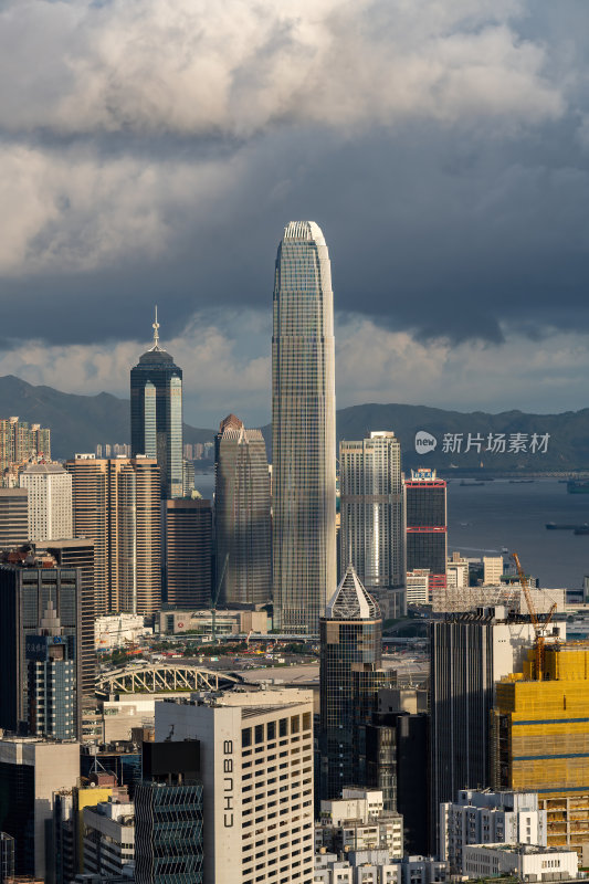 香港维多利亚港CBD中环夜景日出繁华都市