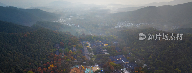 杭州西湖景区灵隐寺秋色航拍