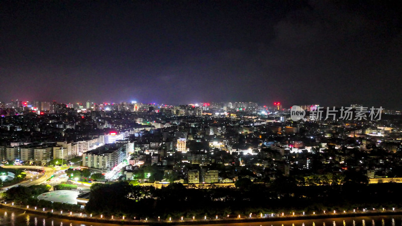 广东潮州古城夜景航拍