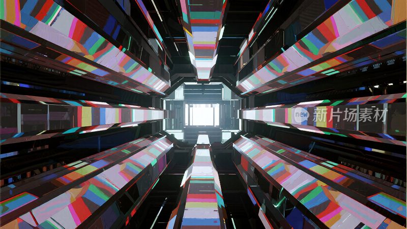 未来感彩色光影通道场景