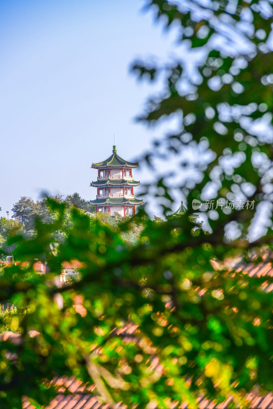 青岛小鱼山揽潮阁风景区风光